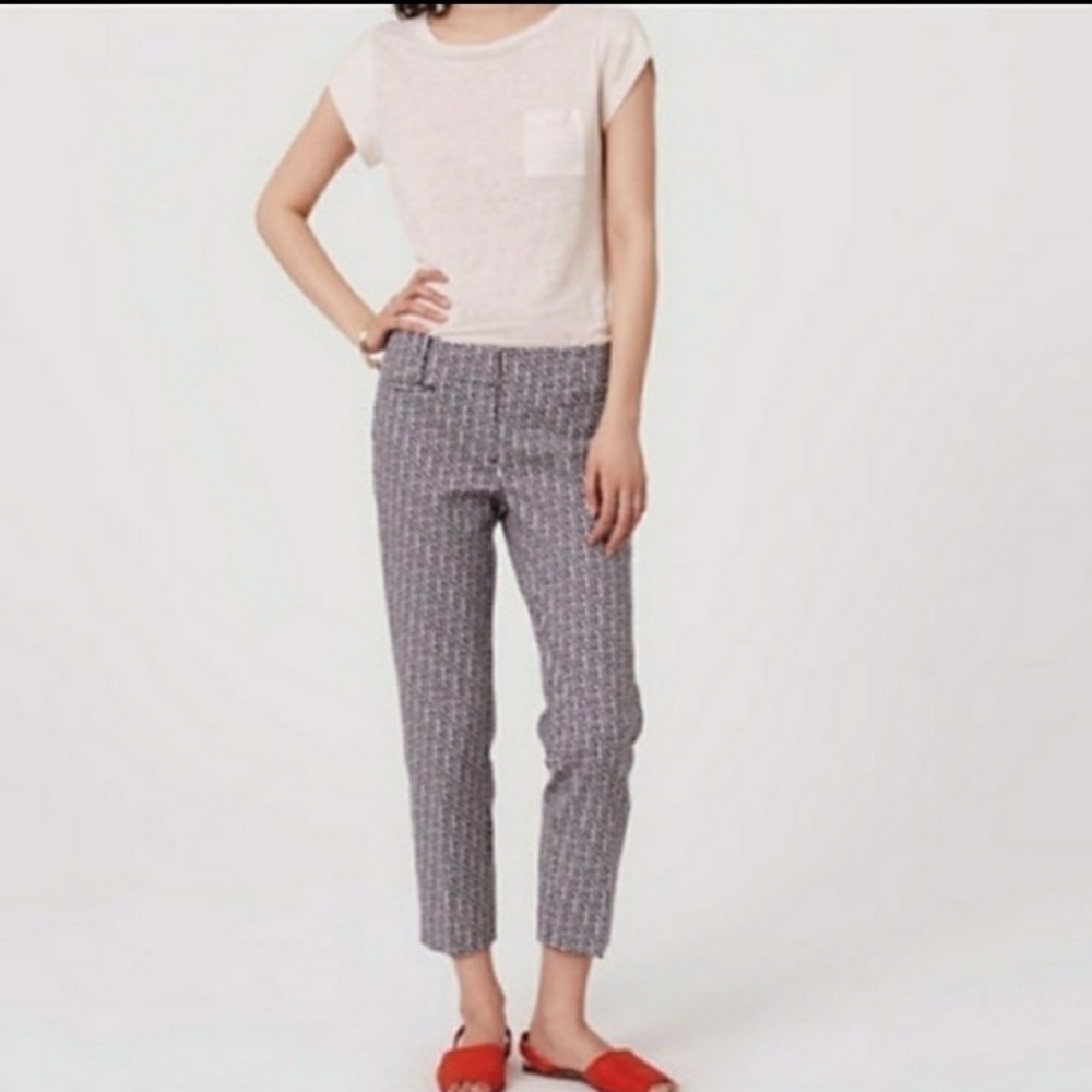 Ann Taylor Loft Marisa Cropped Pants Pedal Pushers Maze Pattern Women's 0 EUC